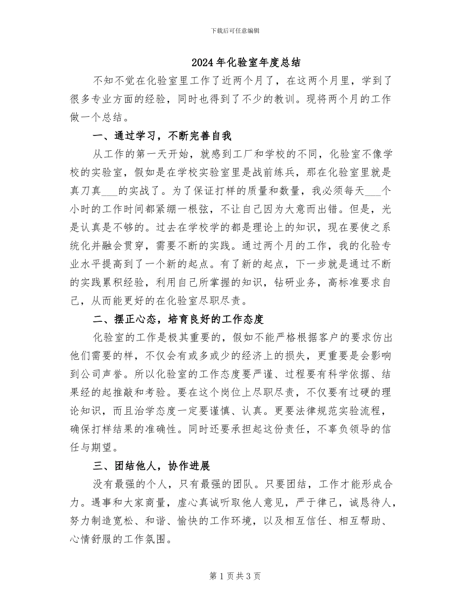 2024年化验室年度总结_第1页