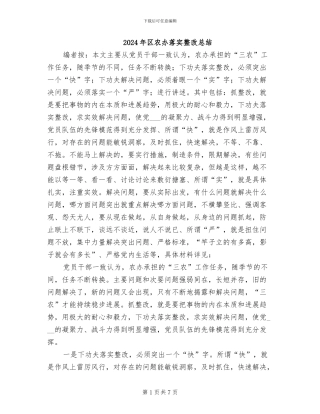 2024年区农办落实整改总结