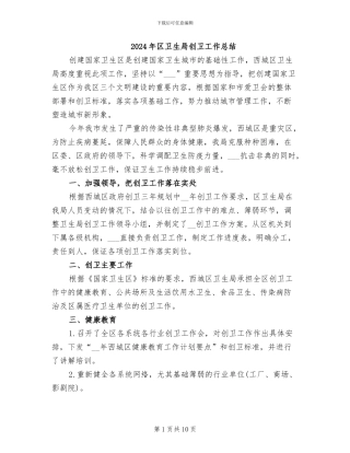 2024年区卫生局创卫工作总结