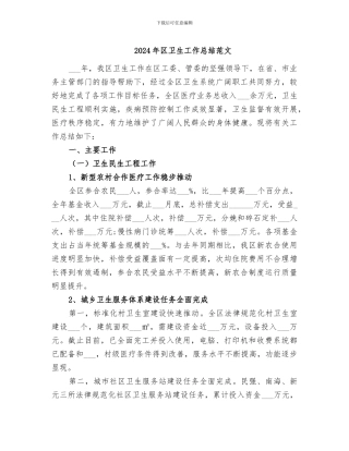 2024年区卫生工作总结范文