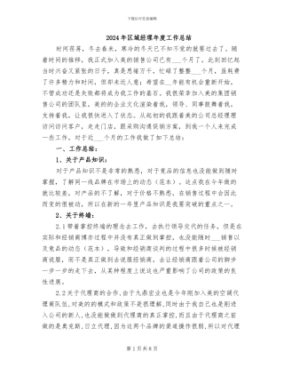 2024年区域经理年度工作总结