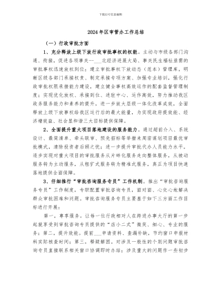 2024年区审管办工作总结