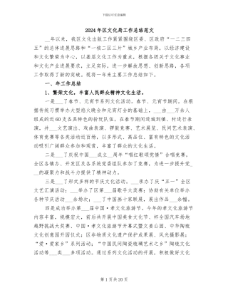 2024年区文化局工作总结范文
