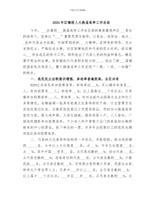 2024年区镇级人大换届选举工作总结
