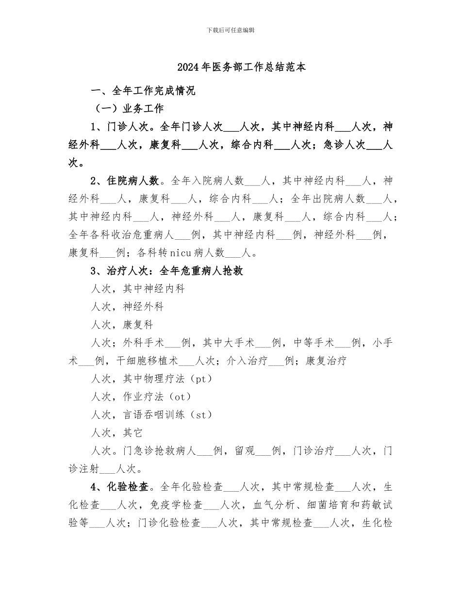 2024年医务部工作总结范本_第1页