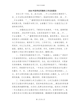 2024年医师试用期的工作总结报告