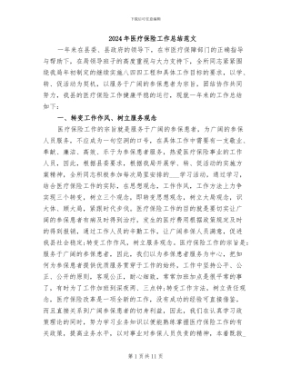 2024年医疗保险工作总结范文