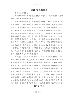 2024年医疗培训总结