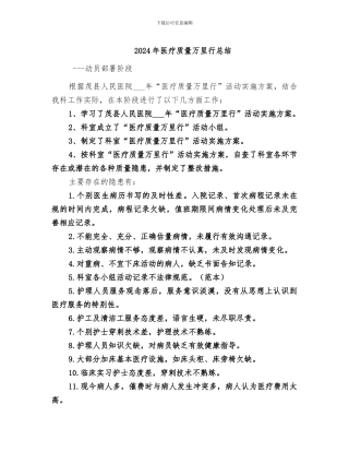 2024年医疗质量万里行总结