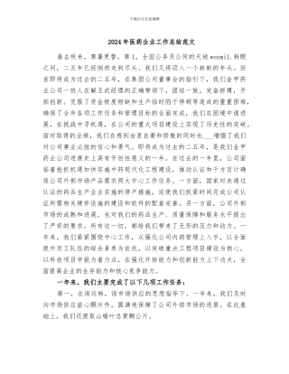 2024年医药企业工作总结范文