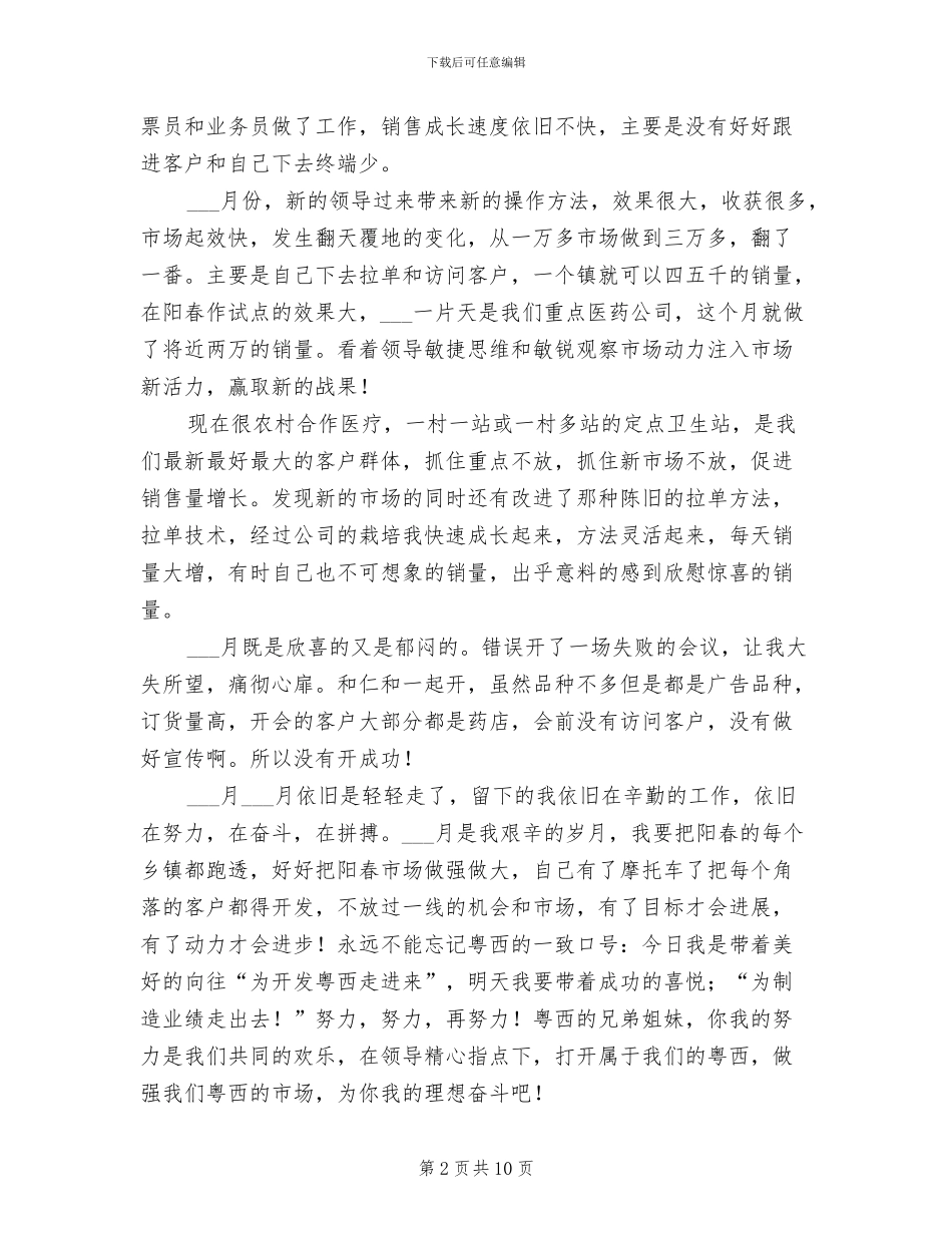 2024年医药销售个人工作总结_第2页