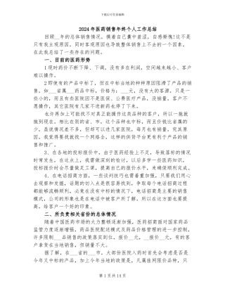 2024年医药销售年终个人工作总结