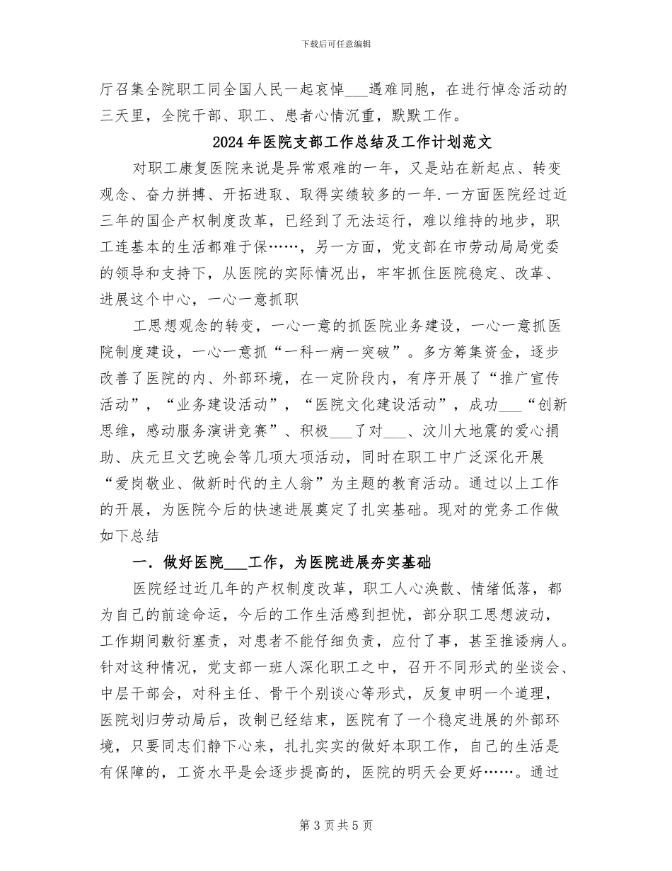 2024年医院支部工作总结及工作计划_第3页
