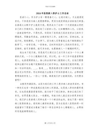 2024年医院新入职护士工作总结