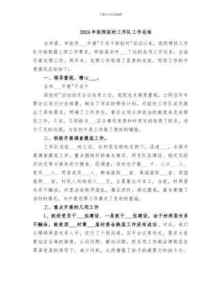 2024年医院驻村工作队工作总结
