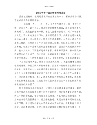 2024年十一国庆促销活动总结