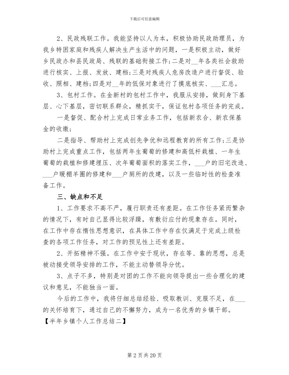 2024年半年乡镇个人工作总结_第2页