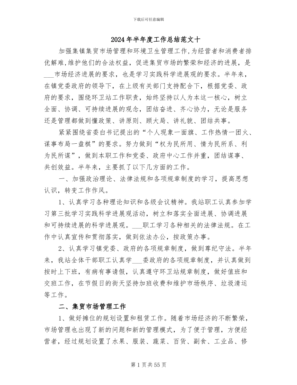 2024年半年度工作总结范文十_第1页