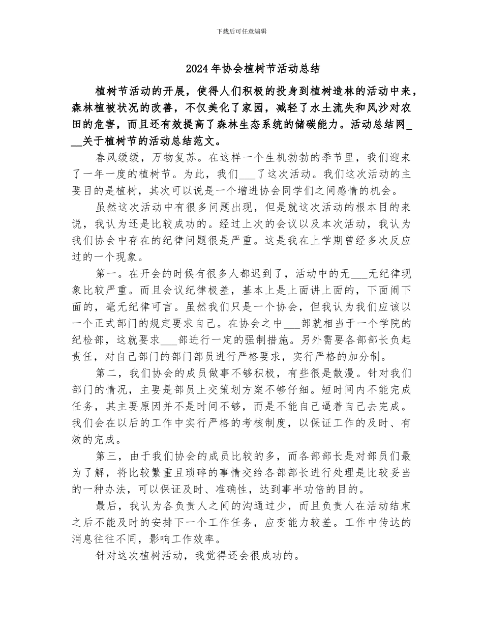 2024年协会植树节活动总结_第1页