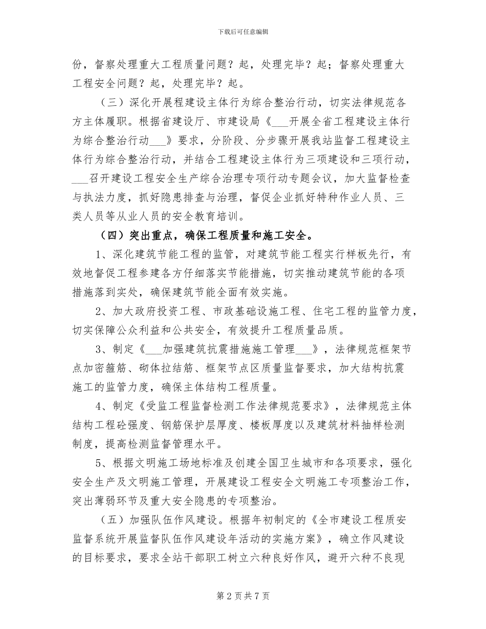 2024年单位工程质量安全监督工作总结_第2页