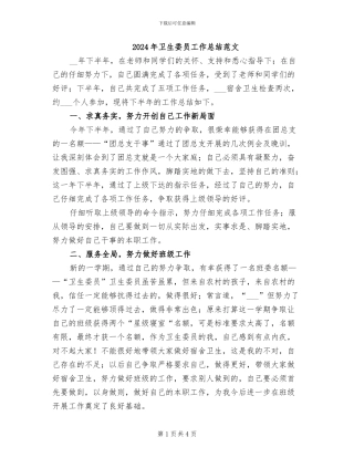 2024年卫生委员工作总结范文