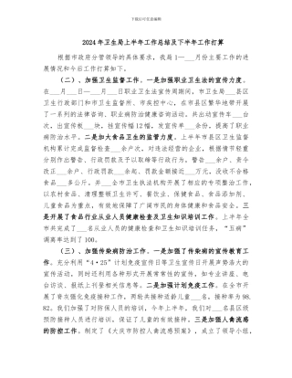 2024年卫生局上半年工作总结及下半年工作打算