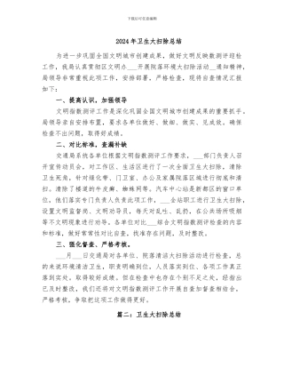 2024年卫生大扫除总结