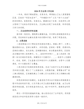 2024年卫生局工作总结