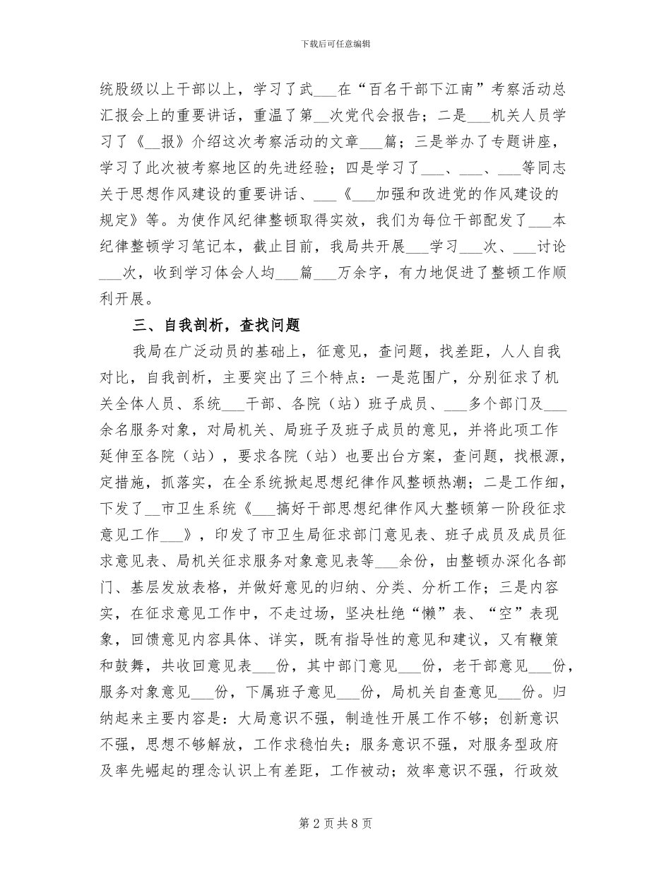 2024年卫生局干部纪律作风整顿工作总结_第2页