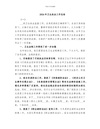 2024年卫生执法工作总结