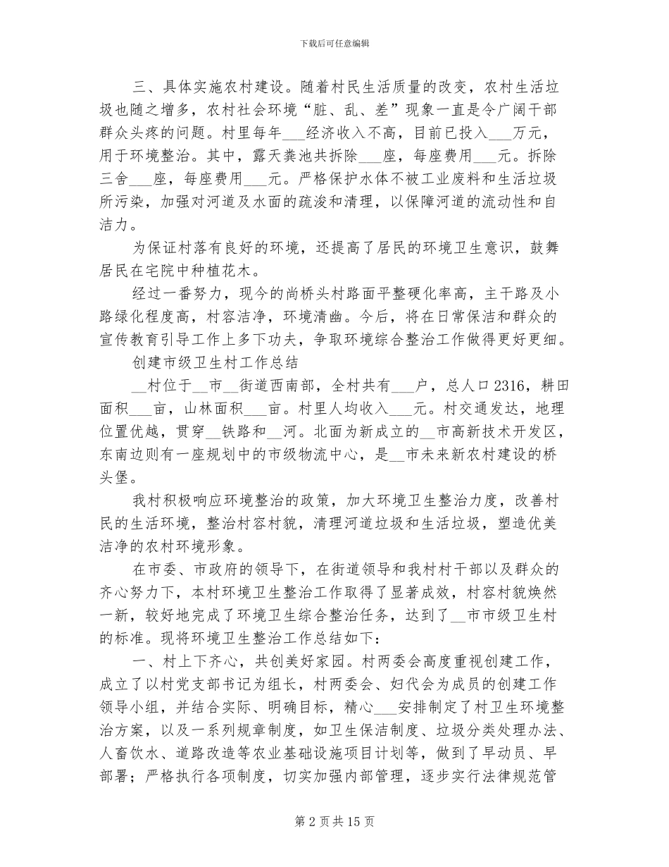 2024年卫生村工作总结范文_第2页