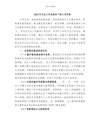 2024年卫生工作总结和下段工作目标