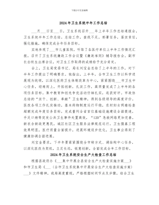 2024年卫生系统半年工作总结