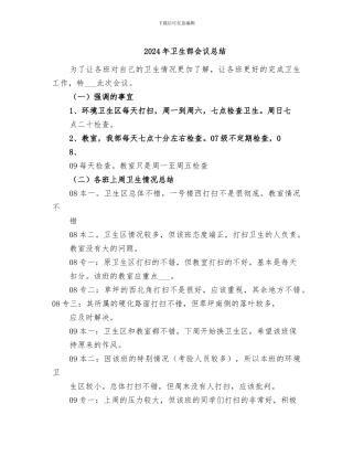 2024年卫生部会议总结