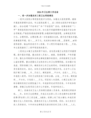 2024年卫生部工作总结