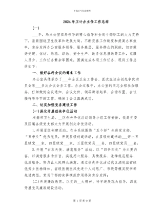 2024年卫计办主任工作总结