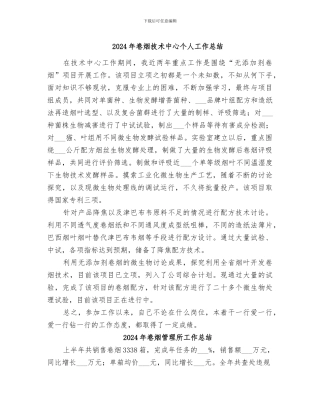 2024年卷烟技术中心个人工作总结