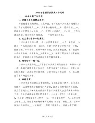 2024年卷烟行业网建工作总结
