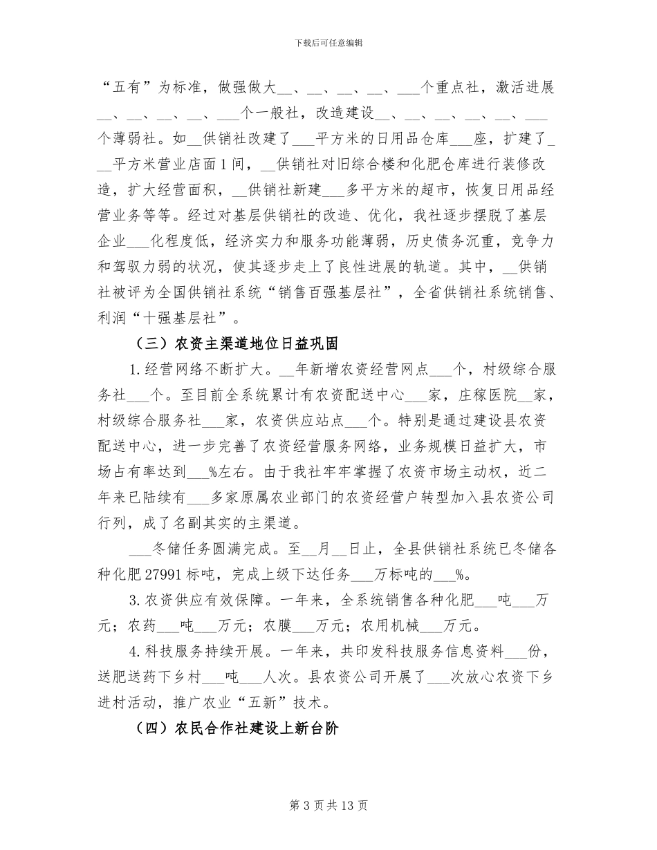2024年县供销社工作总结的报告_第3页