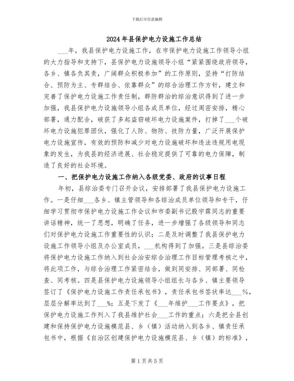 2024年县保护电力设施工作总结_第1页