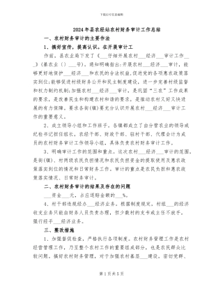2024年县农经站农村财务审计工作总结