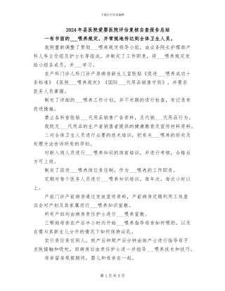 2024年县医院爱婴医院评估复核自查报告总结