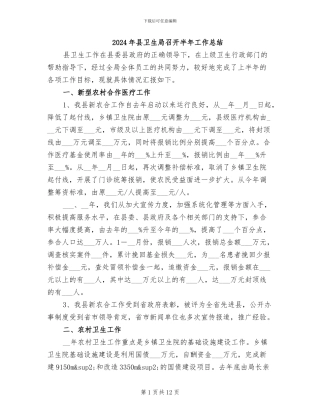 2024年县卫生局召开半年工作总结