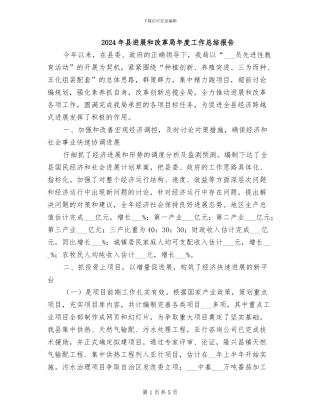 2024年县发展和改革局年度工作总结报告