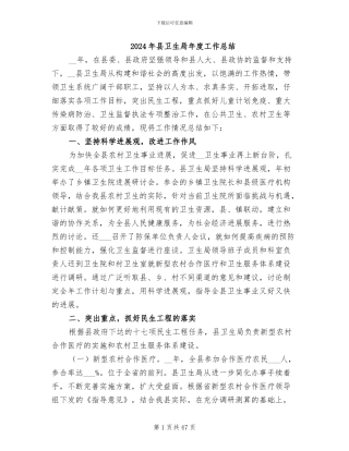 2024年县卫生局年度工作总结