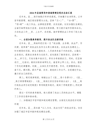 2024年县城管局和谐城管建设现状总结汇报