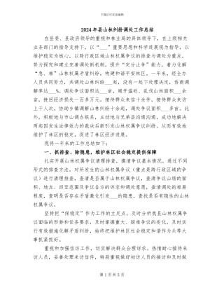 2024年县山林纠纷调处工作总结