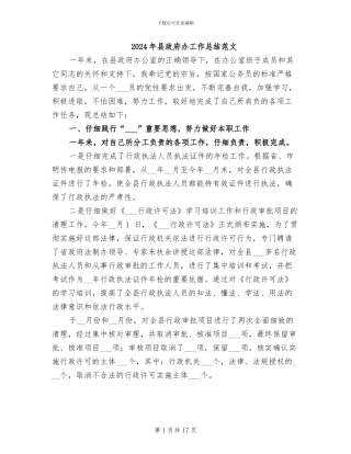 2024年县政府办工作总结范文