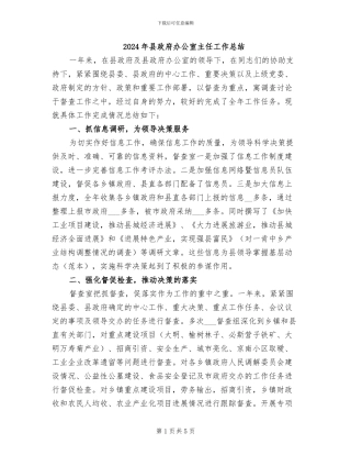 2024年县政府办公室主任工作总结