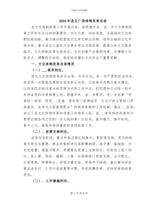 2024年县文广局体制改革总结